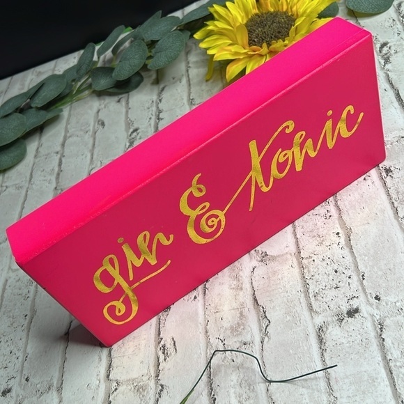 Gin & Tonic Small Wooden Block Sign - Picture 2 of 4